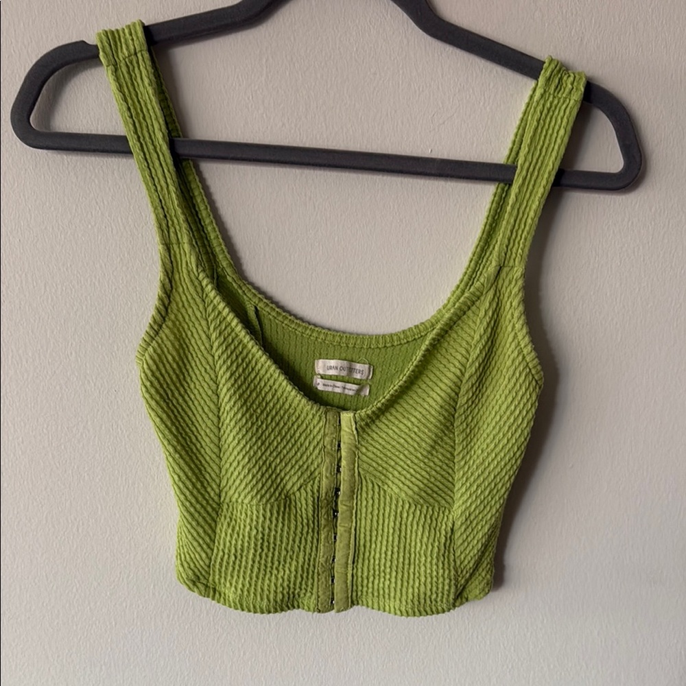 Urban Outfitters Green Ribbed Crop Tank Top